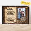 (Upload Your Photo) Letter To Bonus Dad Thank You For Being There For Me Personalized Father's Day Gift For Dad Stepdad Custom Name Poster Framed Print