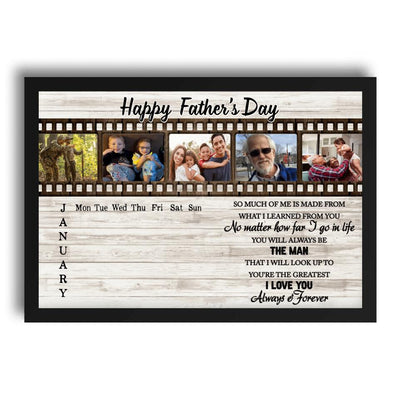 (Custom Title & Upload Your Photo) Happy Father's Day Calendar Personalized Birthday Gift For Dad Stepdad Canvas Poster Framed