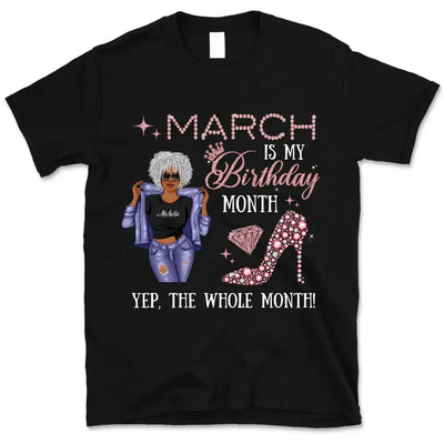 Personalized March Birthday Gift For Her Custom Birthday Gift Black Queen Customized March Birthday T-Shirt Hoodie Dreameris