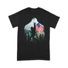 Bigfoot Hold America Flag Forest - Premium T-shirt - Dreameris