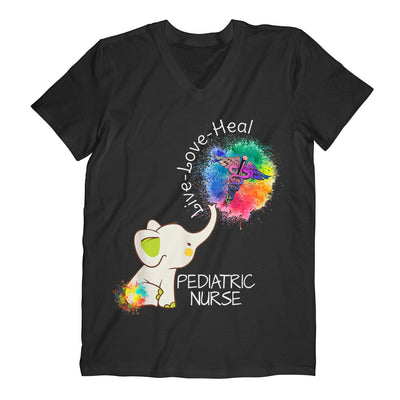 Elephant Live Love Heal Pediatric Nurse Cute Nurse - Comfort V-neck - Dreameris