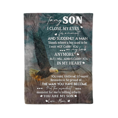 [Dreameris] Eagle To My Son You Have Given Me So Many Reasons To Be Proud Of The Man You Have Become Love Mom Fleece Blanket - Dreameris