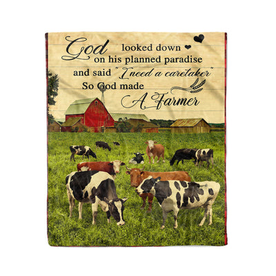 [Dreameris] So God Made A Farmer Fleece Blanket - Dreameris