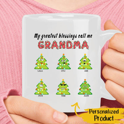 Personalized My Greatest Blessings Call Me Grandma Gift For Christmas Standard T-shirt Mug - Dreameris