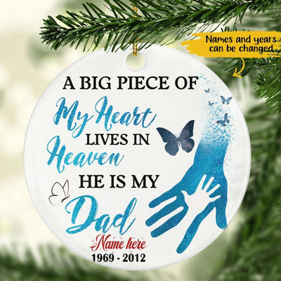 Personalized Heart Piece Butterfly Memorial For Daughter And Son - Circle Ornament - Dreameris