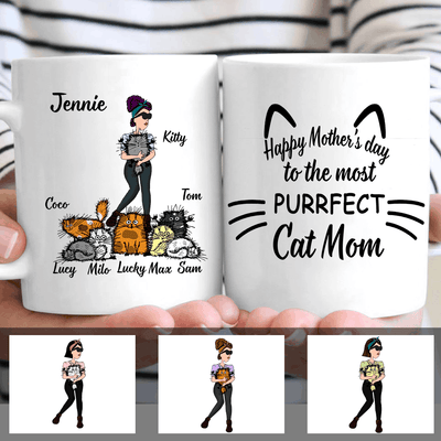 Happy Mother's Day 2021 Funny Gift For Mom Grandma Cat Lovers Custom Cat & Name Personalized Mug - Dreameris