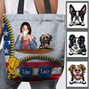 Funny Dog Mom Drink Coffee Zip American Flag Independence Gift For Dog Lovers Custom Style Personalized Tote Bag