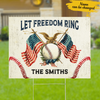 Vintage Let Freedom Ring 4tth Of July American Flag Baseball Family Custom Name Personalized Yard Sign