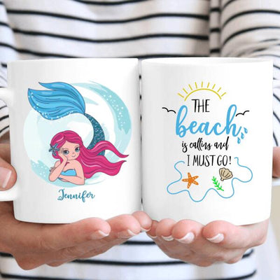 The Beach Is Calling And I Must Go Mermaid Lovers Summer Trip Personalized Coffee Mug