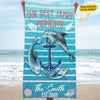 Our Best Family Moments Dolphin Lovers Ocean Anchor Custom Name & Year Personalized Beach Towel