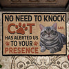 Funny No Need To Knock Cat Has Alerted Us To Your Presence Decor Custom Photo Personalized Door Mat