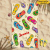 Colorful Flip-flops Item For Summer Trip Gift Ideas Custom Name Personalized Beach Towel