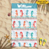 Cute Cartoon Sea Horse Gift For Kids Awesome Summer Trip Custom Name Personalized Beach Towel