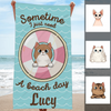 Sometimes I Just Need A Beach Day Summer Trip Gift Cat Lovers Custom Name Personalized Beach Towel