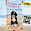The Problem With Beach Picnics You Get Sand On Your Dog Summer Trip Gift Dog Lovers Custom Photo Personalized Beach Towel