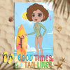 Chibi Girl Good Times & Tan Lines Awesome Summer Trip Custom Style & Name Personalized Beach Towel