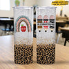 Rainbow Leopard Heart Pattern Pencil Back To School Gift Teacher Custom Title & Name Personalized Tumbler