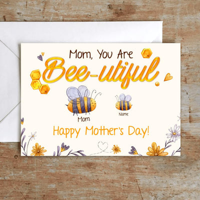 You Are Bee-utiful Funny Cute Bee Custom Name Personalized Mother's Day Gift 7x5 Postcard - Dreameris