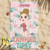 Chibi Girl Tanned And Tipsy Gift For Girls Custom Style & Name Personalized Beach Towel