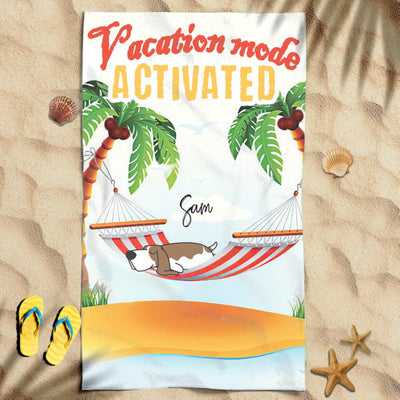 Vacation Mode Activated Funny Dog Sleeping Summer Trip Custom Icon Personalized Beach Towel