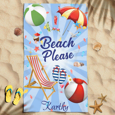 Beach Please Flip-flops Ball Cocktail Chair Awesome Summer Trip Custom Name Personalized Beach Towel
