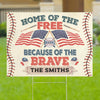 Vintage Home Of The Free Because Of The Brave Gift For Baseball Lovers Independence Day Custom Family Name Personalized Yard Sign