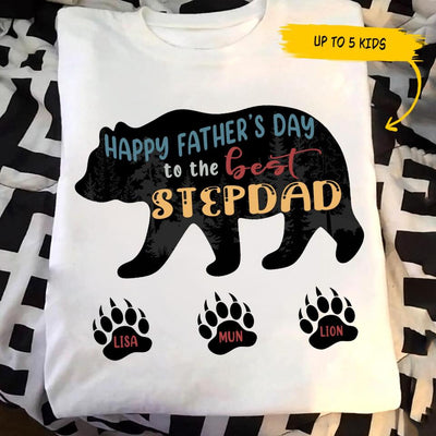 (Up to 4 Kids) Happy Father's Day To The Best Stepdad Papa Bear Custom Name Personalized Gift For Stepfather