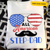 (Custom Name) All American Step-dad Moustache USA Flag Personalized Father's Day Gift For Stepdad Stepfather Shirt