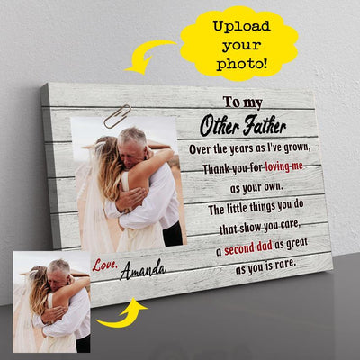 (Upload Your Photo) To My Other Father Stepdad Gift Personalized Father's Day Gift For Stepdad Bonus Dad Wood Background Canvas