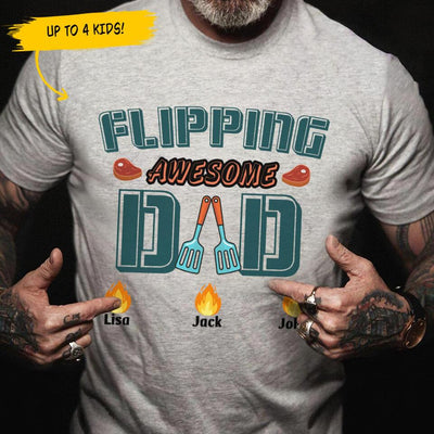 Flipping Awesome Step dad Funny Personalized Father's Day Gift For Stepdad Grill Lovers Stepdad Shirt