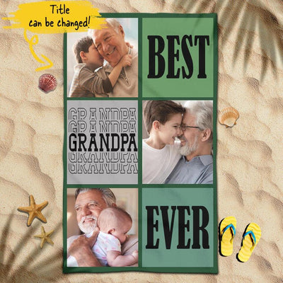 (Upload Your Photo & Custom Title) Best Stepdad Ever Personalized Father's Day Gift For Dad Stepdad From Daughter Custom Title Bonus Dad Papa Beach Towel