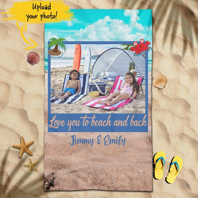 (Upload Your Photo) Love You To The Beach And Back Father's Day Gift For Stepdad From Daughter Birthday Gift For Family Beach Towel