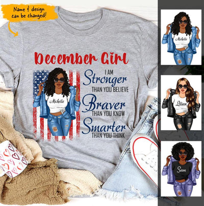 December Girl American Flag Personalized December Birthday Gift For Her Black Queen Custom December Birthday Shirt