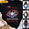June Girl Diamonds Living My Best Life Personalized June  Birthday Gift For Her Black Queen Custom June Birthday Shirt
