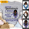 November Girl A Woman Covered In Blood Of Jesus Personalized November Birthday Gift For Her Black Queen Custom November Birthday Shirt