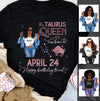 (Custom Birth Date) Taurus Personalized April Birthday Gift For Her Custom Birthday Gift Black Queen Customized May Birthday T-Shirt Hoodie Dreameris
