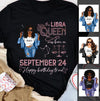 (Custom Birth Date) Libra Personalized October Birthday Gift For Her Custom Birthday Gift Black Queen Customized September Birthday T-Shirt Hoodie Dreameris