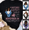 (Custom Birth Date) Sagittarius Personalized December Birthday Gift For Her Custom Birthday Gift Black Queen Customized November Birthday T-Shirt Hoodie Dreameris