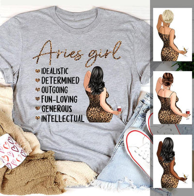 Zodiac Aries Personalized March Birthday Gift For Her Custom Birthday Gift Black Queen Customized April Birthday T-Shirt Hoodie Dreameris