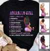 Aquarius Girl Personalized January Birthday Gift For Her Custom Birthday Gift Black Queen Customized February Birthday T-Shirt Hoodie Dreameris