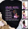Aries Girl Personalized March Birthday Gift For Her Custom Birthday Gift Black Queen Customized April Birthday T-Shirt Hoodie Dreameris