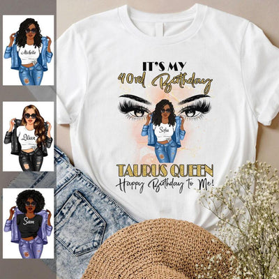 (Custom Birthyear) Taurus Queen Personalized May Birthday Gift For Her Custom Birthday Gift Black Queen Customized April Birthday T-Shirt Hoodie Dreameris