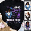 Virgo Personalized August Birthday Gift For Her Custom Birthday Gift Black Queen Customized September Birthday T-Shirt Hoodie Dreameris