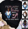 Personalized February Birthday Gift For Her Custom Birthday Gift Black Queen Customized February Birthday T-Shirt Hoodie Dreameris