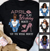 Personalized April Birthday Gift For Her Custom Birthday Gift Black Queen Customized April Birthday T-Shirt Hoodie Dreameris
