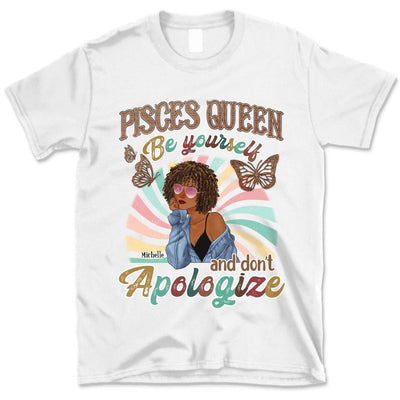 Pisces Be Yourself Retro Vintage Personalized March Birthday Gift For Her Custom Birthday Gift Black Queen Customized February Birthday T-Shirt Hoodie Dreameris