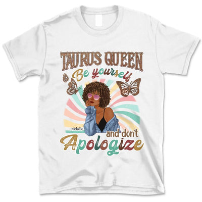 Taurus Be Yourself Retro Vintage Personalized May Birthday Gift For Her Custom Birthday Gift Black Queen Customized April Birthday T-Shirt Hoodie Dreameris