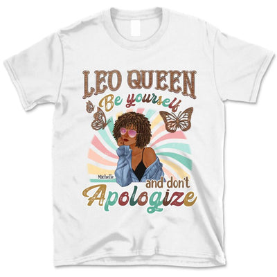 Leo Be Yourself Retro Vintage Personalized July Birthday Gift For Her Custom Birthday Gift Black Queen Customized August Birthday T-Shirt Hoodie Dreameris