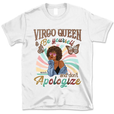 Virgo Be Yourself Retro Vintage Personalized September Birthday Gift For Her Custom Birthday Gift Black Queen Customized August Birthday T-Shirt Hoodie Dreameris
