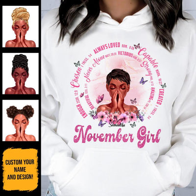 Christian God Says You Are Personalized November Birthday Gift For Her Custom Birthday Gift Black Queen Customized November Birthday T-Shirt Hoodie Pillow Dreameris